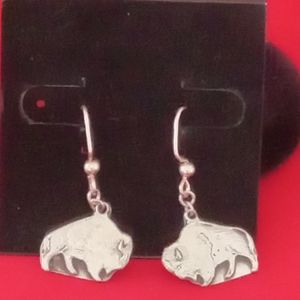 925 Silver Buffalo dangle earrings
